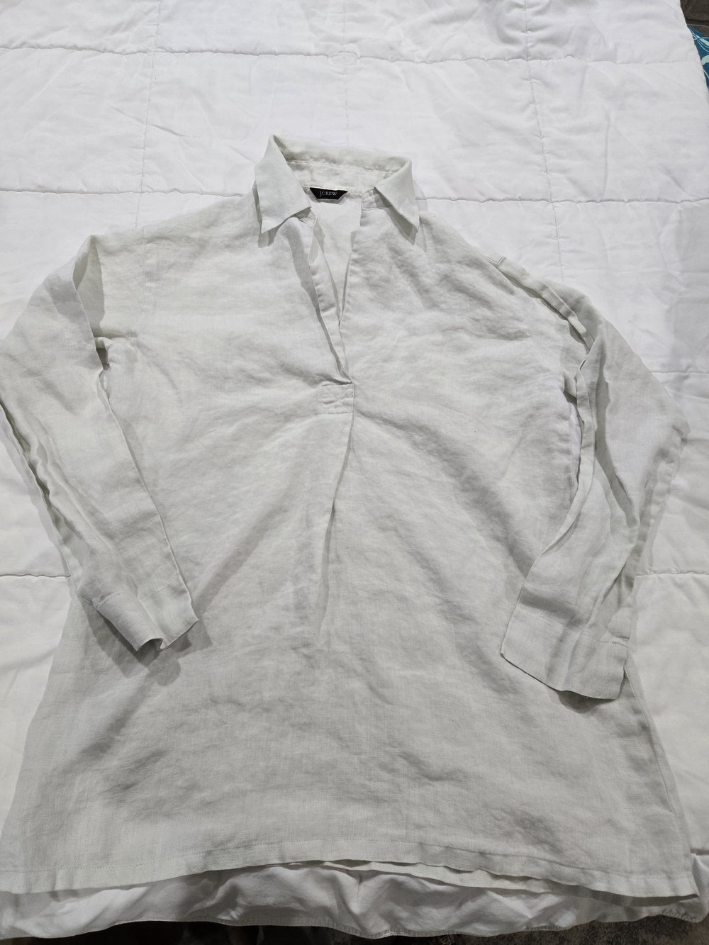J. Crew White Linen Tunic Shirt